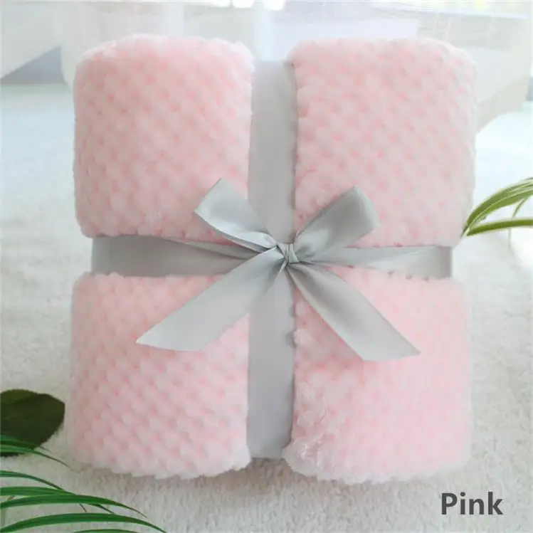 Pink 100X120cm 100X120 см 3D клетчатое Фланелевое пушистое розовое уютное детское одеяло летнее одеяло детское постельное белье для малышей одеяло для домашних животных покрывало для кроватки - Цвет: Pink 100X120cm