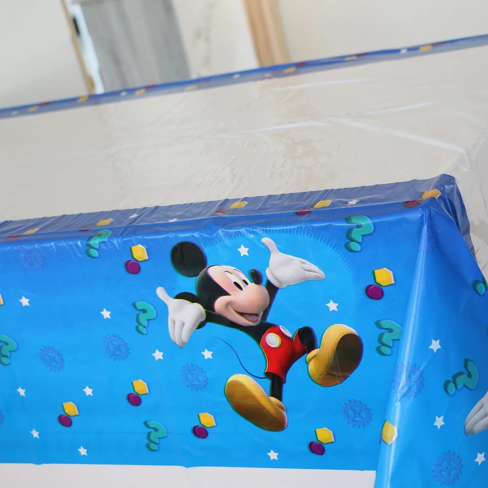 10pcs happy mickey cartoon map kids boys birthday disposable decoration tablecover party tablecloth supplies 108*180cm | Дом и сад