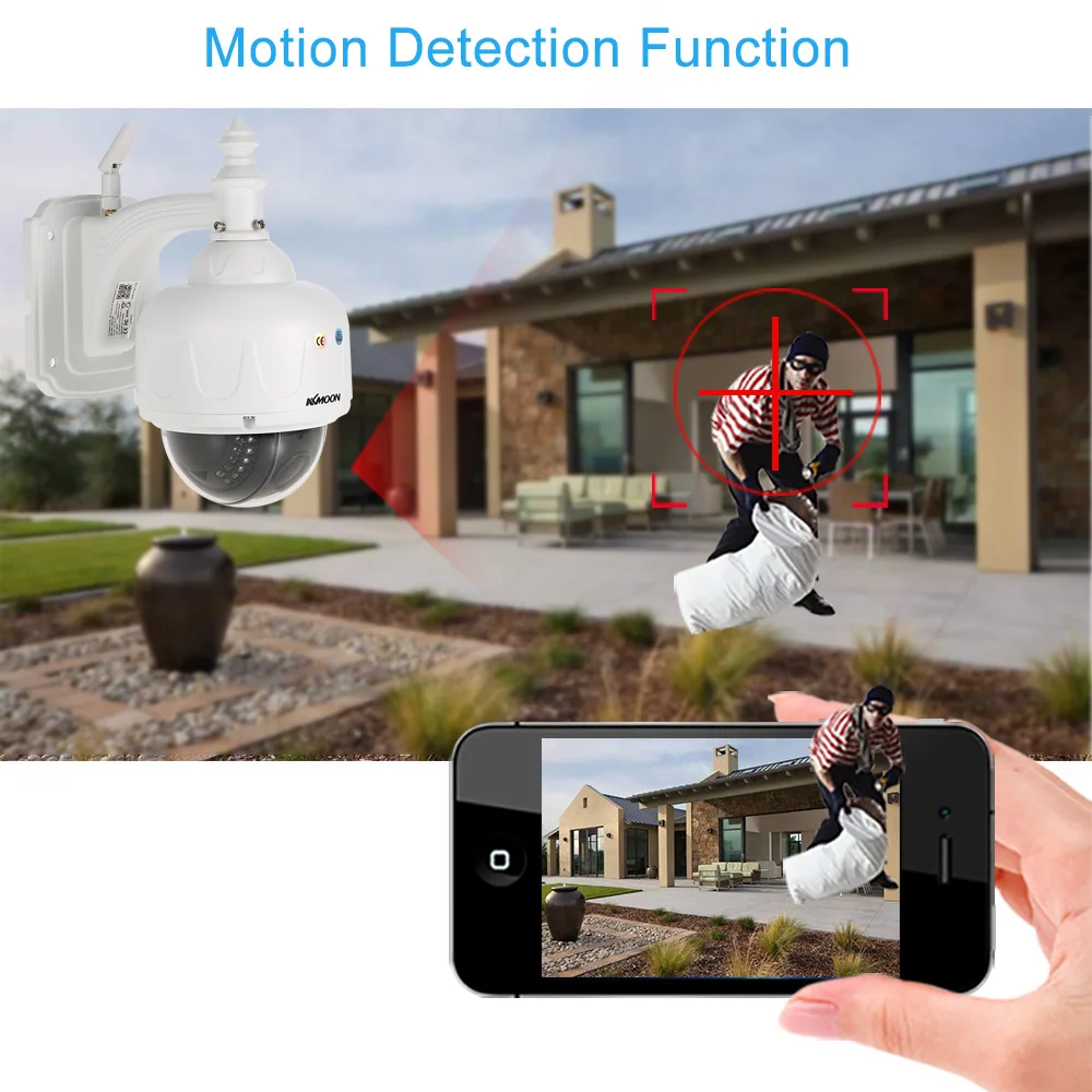 KKmoon 1080P 2.0MP Беспроводная wifi купольная PTZ HD ip-камера для улицы 5X оптический зум Автофокус Объектив ночное видение для домашней безопасности