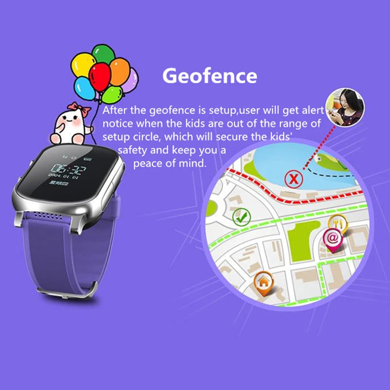 Смарт часы T58 с OLED экраном GPS WIFI трекер локатор защита от потери для детей старшего