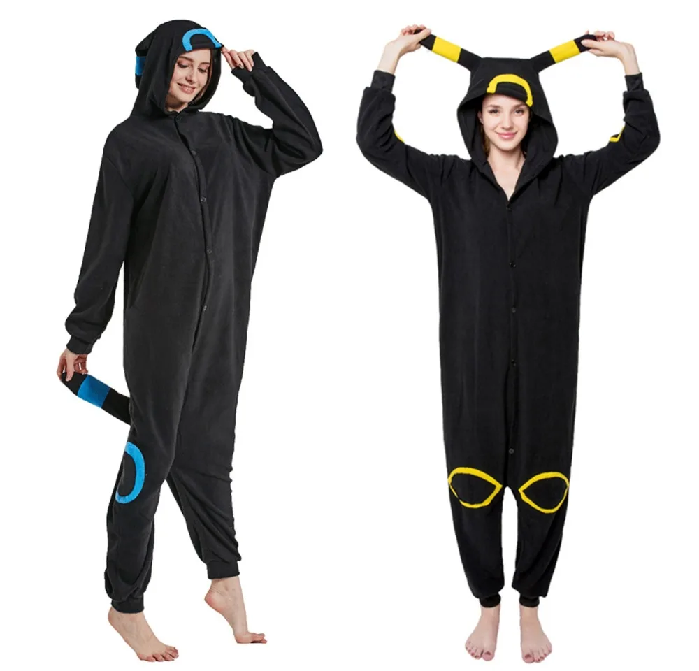 Из Полар флиса костюм Umbreon Kigurumi пижамы Аниме Косплэй унисекс для взрослых