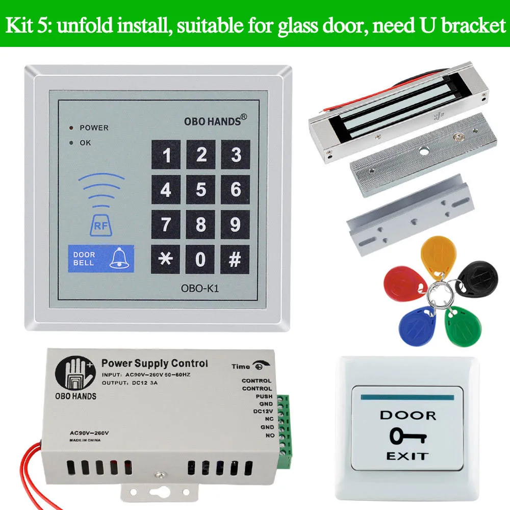 Set 5 Домашняя система контроля допуска к двери комплект 125 кГц RFID Пароль контроллер клавиатуры с электрическим замком 180 кг Магнитный Удар 500 пользователя - Цвет: Set 5