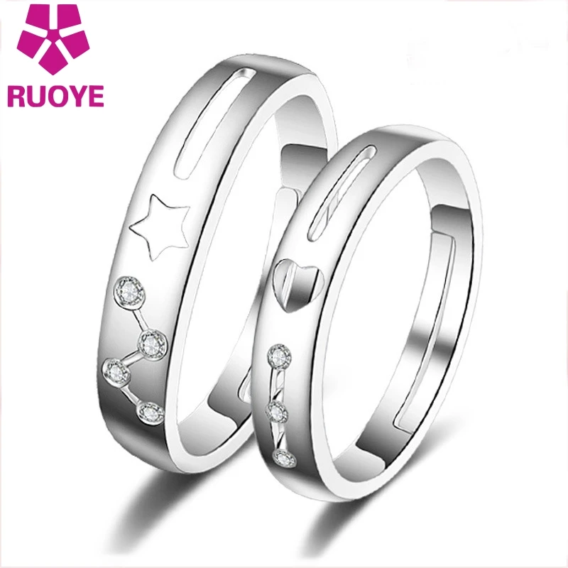 2 шт./компл. RUOYE модное Открытое кольцо для пары с большим камнем в форме капли