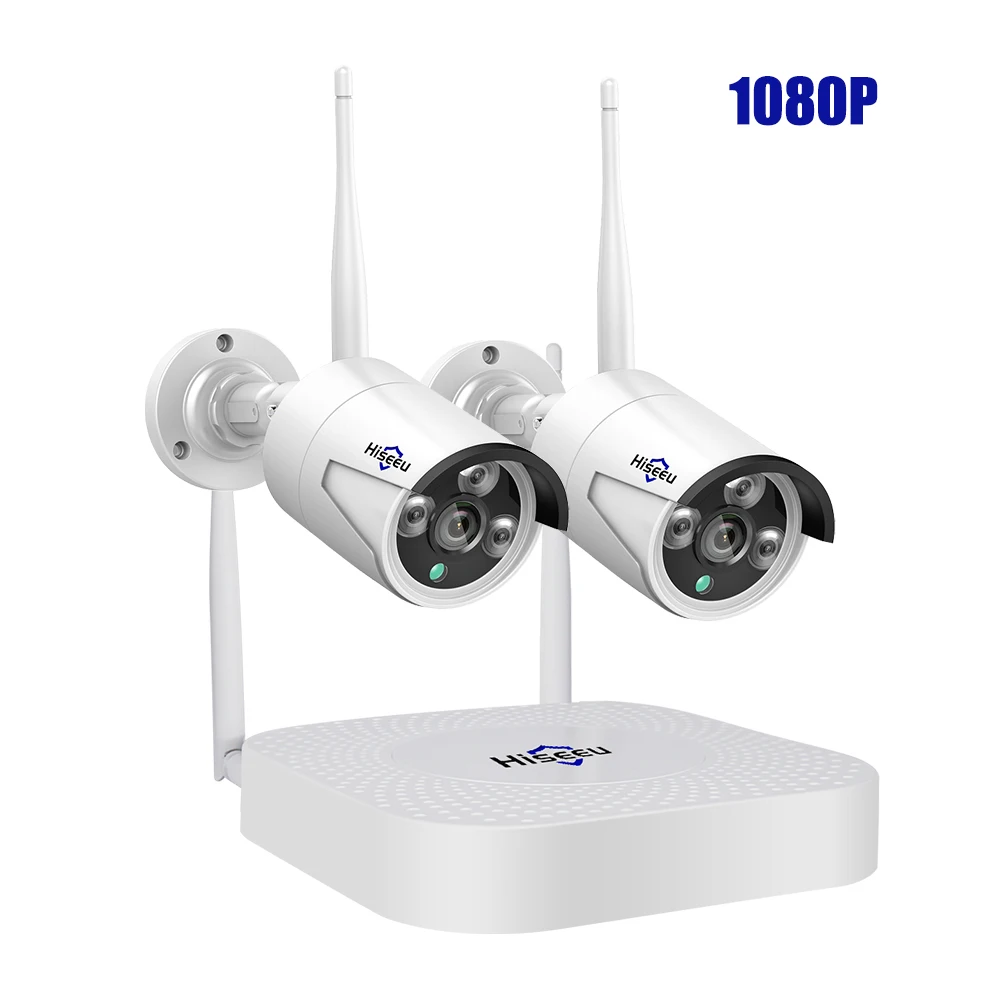 1080P Hiseeu 4CH 960 P/1080 P двусторонний мониторинг Беспроводная CCTV камера система 2MP Обнаружение движения сетевая камера комплект безопасности - Цвет: 1080P
