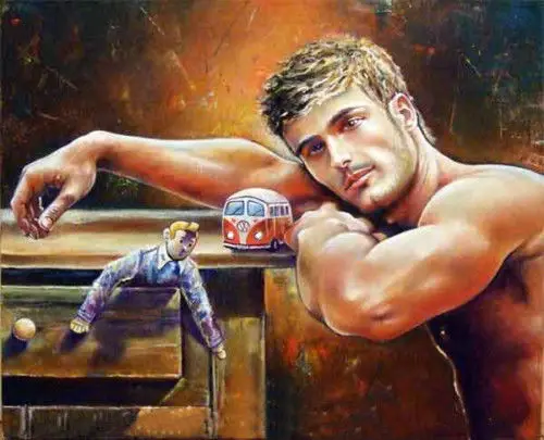 Художественная живопись ручной работы голая Мужская гей арт 24х30 дюймов|art painting