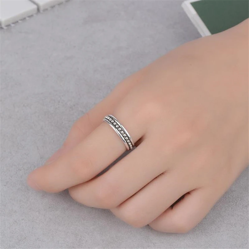 KOFSAC Vintage Thai Silver Jewelry 925 Sterling Rings For Women Anniversary Simple Adjustable Ring Girl Best Gifts | Украшения и