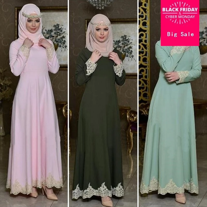 2019 взрослые кружевные хлопок одежда Кружева мусульманин турецкий Абая для