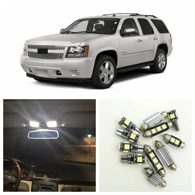 14 шт. белые светодио дный лампы интерьерный посылка для Chevy Chevrolet Tahoe 2007- Карта Купол номерной знак лампа Chevy-B-13