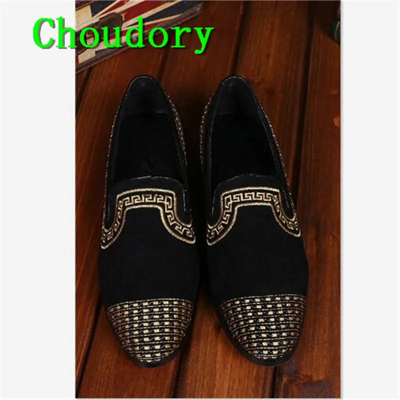Choudory Вышитые Мужские Туфли Мокасины Кроссовки Твердые Дышащий Указал Свадьба