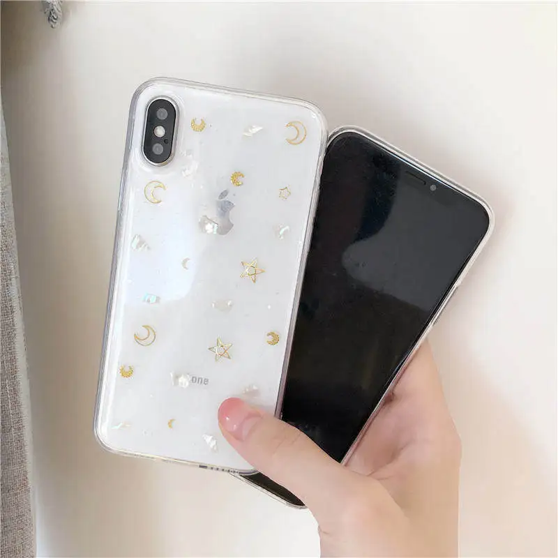 Epoxy Glitter Shell Soft For Iphone 66s 78 78plus x/Xs Xr Xsmax Tpu Transparent Mobile Phone Anti-Fall Sleeve |