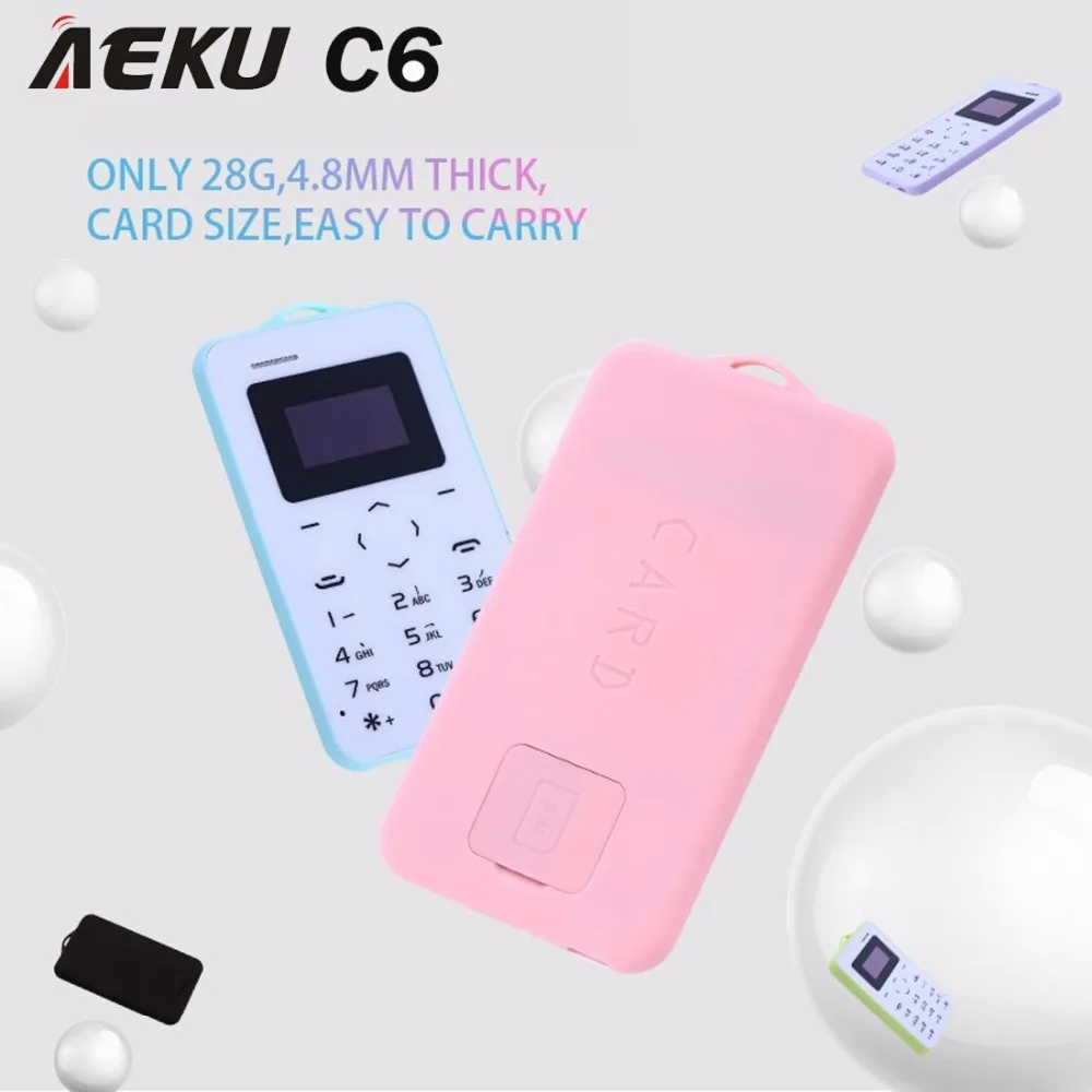 AEKU C6 карты мобильного телефона 2G 4 8 мм ультра тонкий Pocket Mini Slim телефон 0 96 дюймовый