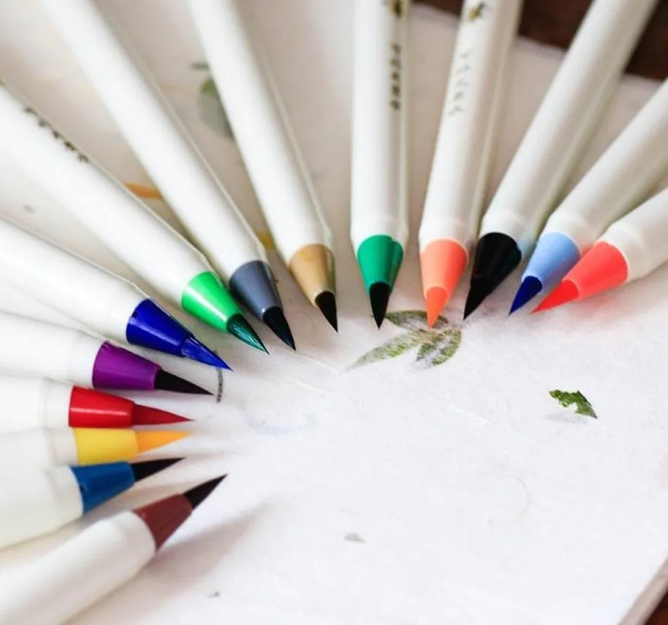 12 цветов кисть для творчества авторучка студенческий дизайн ручная роспись