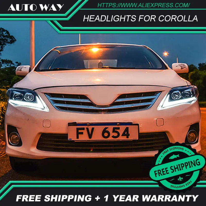Автомобильный Стайлинг для Toyota Corolla фары 2011-2013 Corolla светодиодный фары DRL Биксеноновые линзы Высокий Низкий луч парковка противотуманные фары