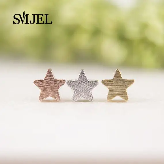 

SMJEL New Fashion Minimalist Brushed Star Stud Earrings for Women Tiny Matte Star Earing Pendients Party Gifts s025