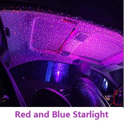 Red and blue Автомобильный купольный светильник в виде звезды по всему небу, Модифицированная атмосфера по всему небу, автомобильный панорамный проекционный светильник atm - Испускаемый цвет: Red and blue