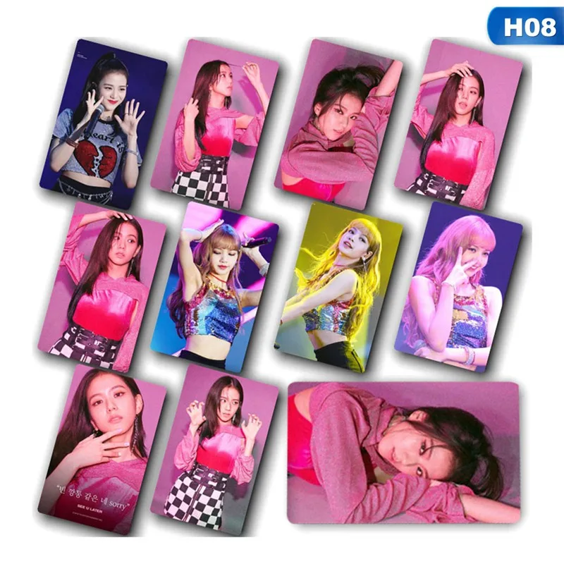 H08 10 шт./компл. KPOP BLACKPINK альбом самодельные Бумага ЛОМО карта фото карты Стикеры плакат HD Фотокарта вентиляторы - Цвет: H08