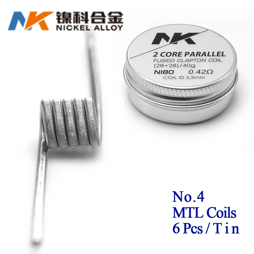 NK сверхтонкий MTL DIY Готовые катушки Ni80/A1/SS316L плавленый clapton для manta mtl RTA