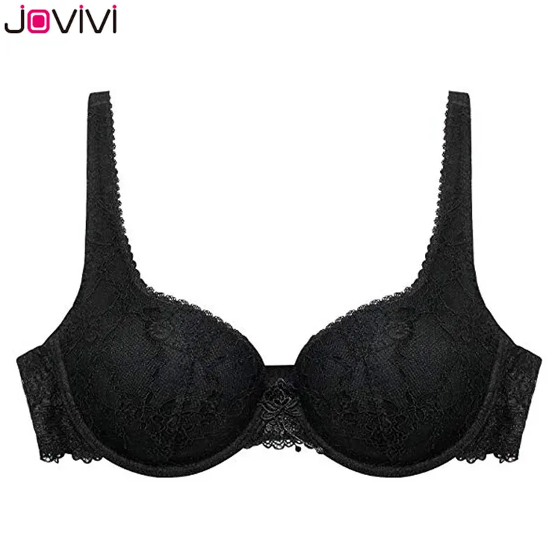 Jovivi, 1 шт., 3/4 чашечки, женский бюстгальтер на косточках, удобный кружевной бюстгальтер, повседневный цветочный бюстгальтер, стильные очаровательные черные бюстгальтеры на каждый день, 32B-42DDD