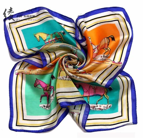LING / фарфор печать площади шелковый шарф женский ladies scarf，женщина любимая сатинировки ожерелье шелковые платок бандана прямых продаж 53* 53 см#1064 - Цвет: 502801