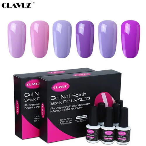 purple 003 CLAVUZ 6 шт./партия, 8 мл, фиолетовый, 48 цветов, лак для ногтей, набор для ногтей, Гель-лак, набор, Гель-лак, Лаки, замачивание, Полупостоянный гель, наборы - Цвет: purple 003