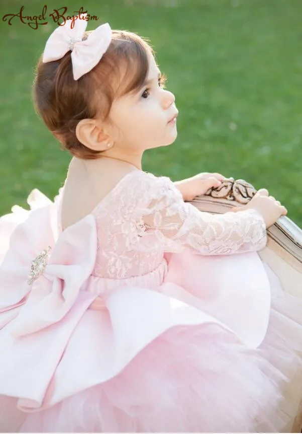 Пышное розовое фатиновое платье для выпускного вечера маленьких девочек