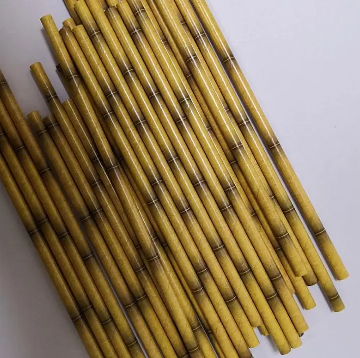 Бесплатная доставка 5000 шт бумажные соломинки бамбуковые в зеленом и коричневом