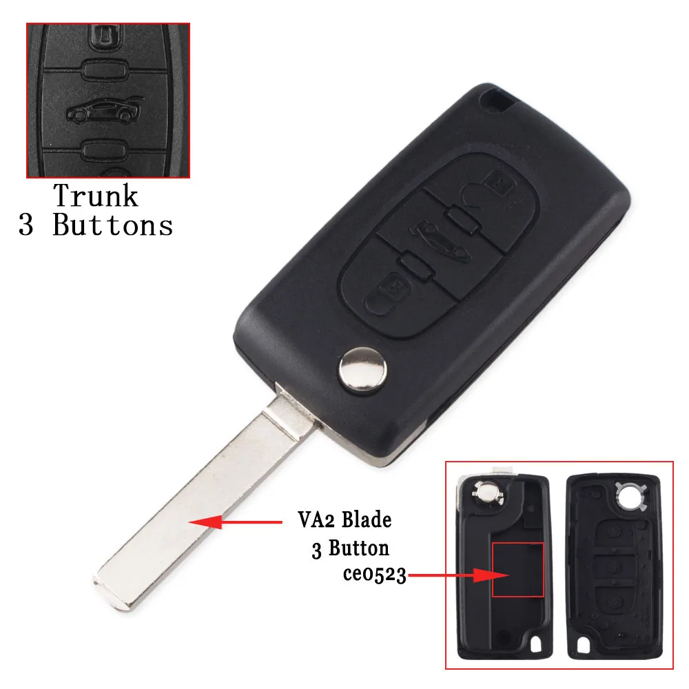 VA2 CE0523 KEYYOU Флип складной Cae ключ чехол пустой оболочки для peugeot 107 207 307 307S 308 407 607 2006 для Citroen C2 C3 C4 C5 C6 C8 - Цвет: VA2 CE0523