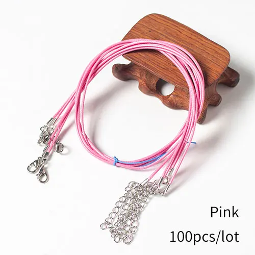 Pink 120pcs 120 шт./лот, 1,5 мм, кожаные цепочки, ожерелья, браслеты, подвески, фурнитура, застежка-карабин, шнур 18" - Цвет: Pink 120pcs