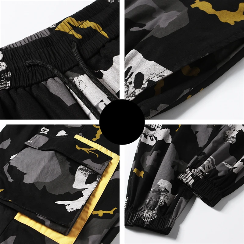 Мужские камуфляжные брюки-шаровары с эластичным поясом | Мужская одежда