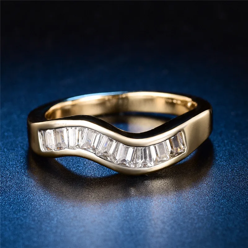 Полые кольца BUDONG 2 патрона кубический цирконий набор обручальных колец волнистый