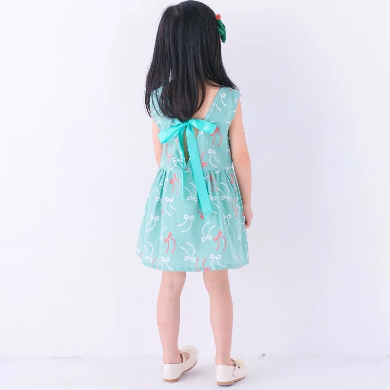Zingirl лето с милым бантом для девочек ТРАПЕЦИЕВИДНОЕ плиссированное платье без
