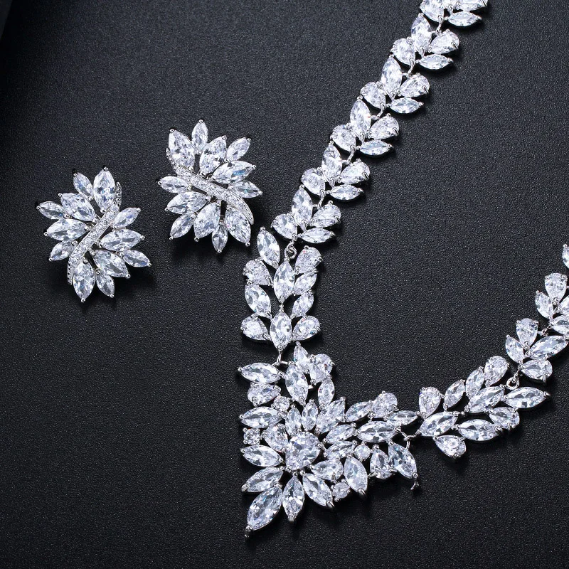 CWWZircons/суперроскошные свадебные украшения из белого золота с фианитами в