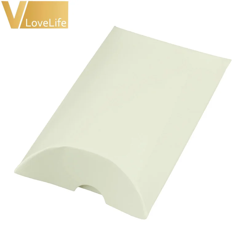 ivory 50 шт./партия, большая подарочная коробка конфет, крафт-бумага, коробка в форме подушки, для свадебной вечеринки, подарочные коробки, аксессуары, любимая крафт-бумага - Цвет: ivory