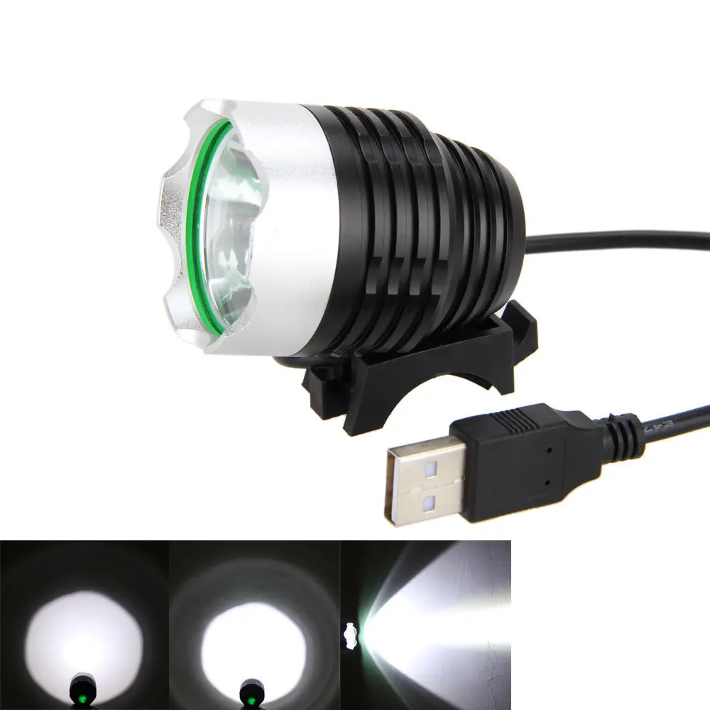 Светодиодный USB фонарь на руль велосипеда T6 L2 светильник белый свет зарядка через