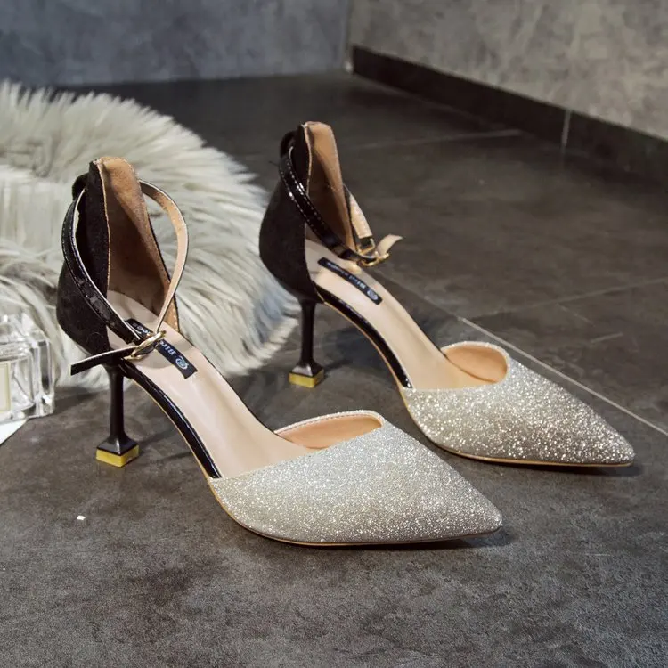 Sexy Pointed Toes Dress Shoes 2019 New Fashion Casual Party Slip-on Women High Heels Wedding Bling Pumps | Обувь
