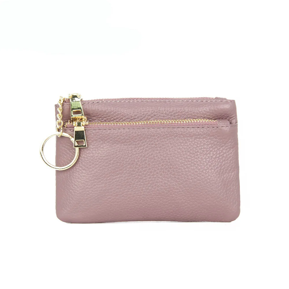 light purple Кошелек из натуральной кожи для женщин портмоне маленький мешок на молнии Детские деньги карман женские кошельки дамы Key Holder Мини - Цвет: light purple