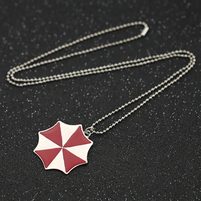 Ожерелье bioаз Alice Umbrella Corporation кулон с красной эмалью серебристого цвета модное