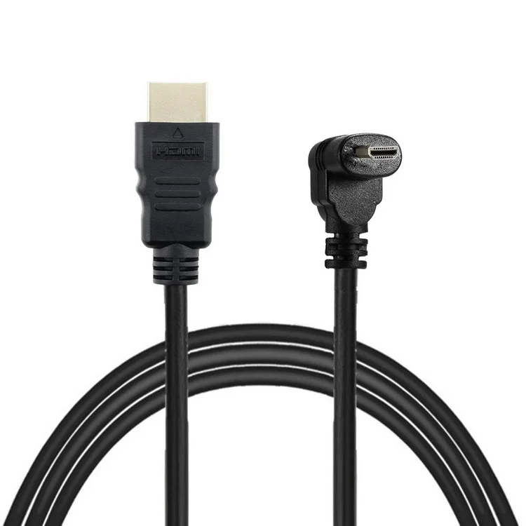 Угловой локтевой кабель HD Type A к Micro D 30 см 1 фут позолоченный 3D 4K 1080p Audio для