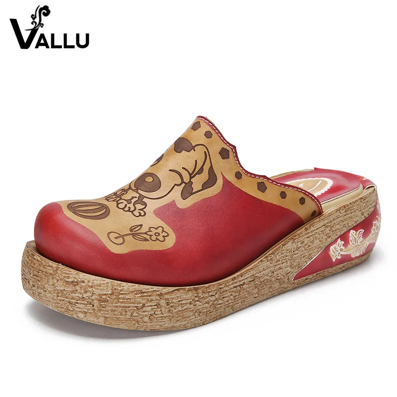 Женские шлепанцы на плоской платформе VALLU мягкие и удобные из натуральной кожи с