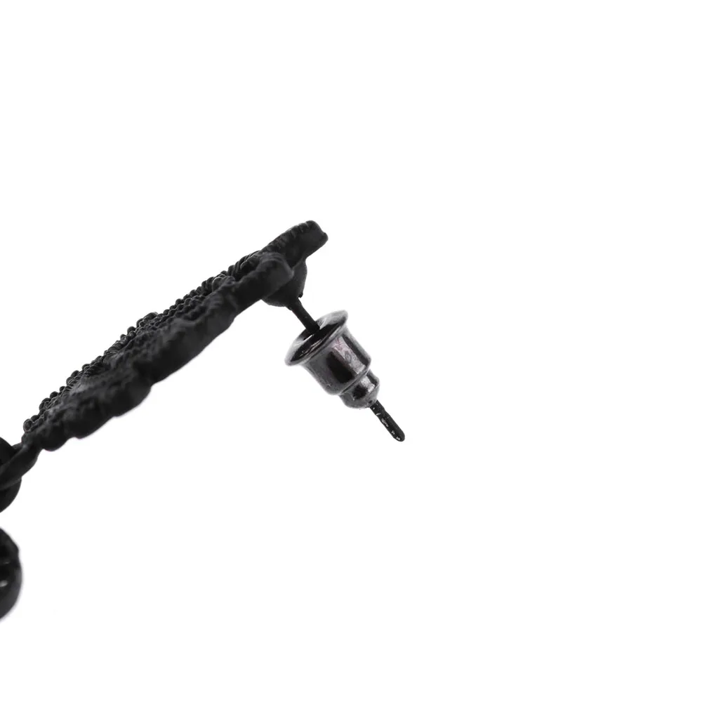 Серьги подвески женские длинные в богемном стиле простые черные украшения с