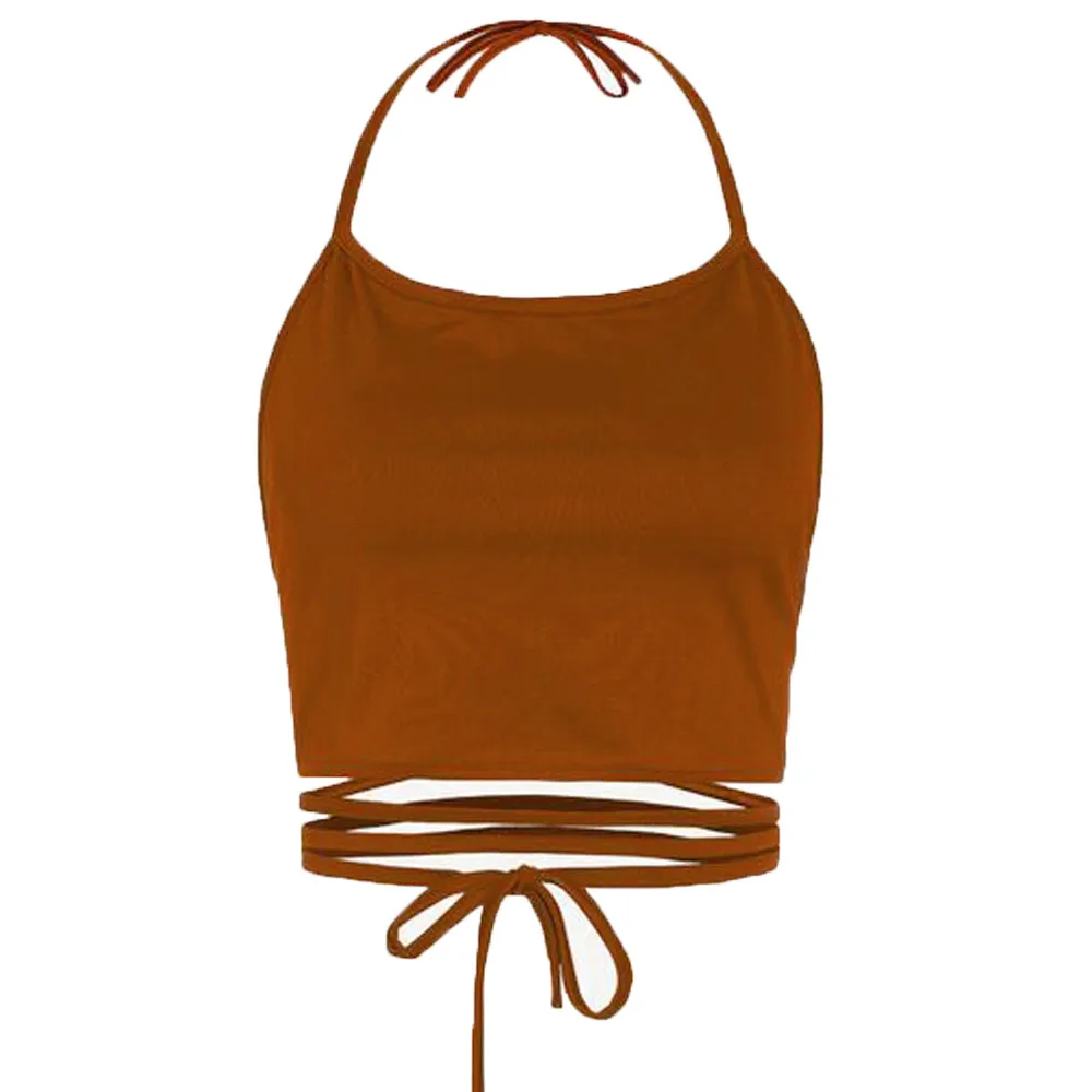 Women Sleeveless Backless Vest Halter Tank Tops Blouse T-Shirt Swimsuits Cropped feminino Bustier top new Colete Blusas | Женская одежда