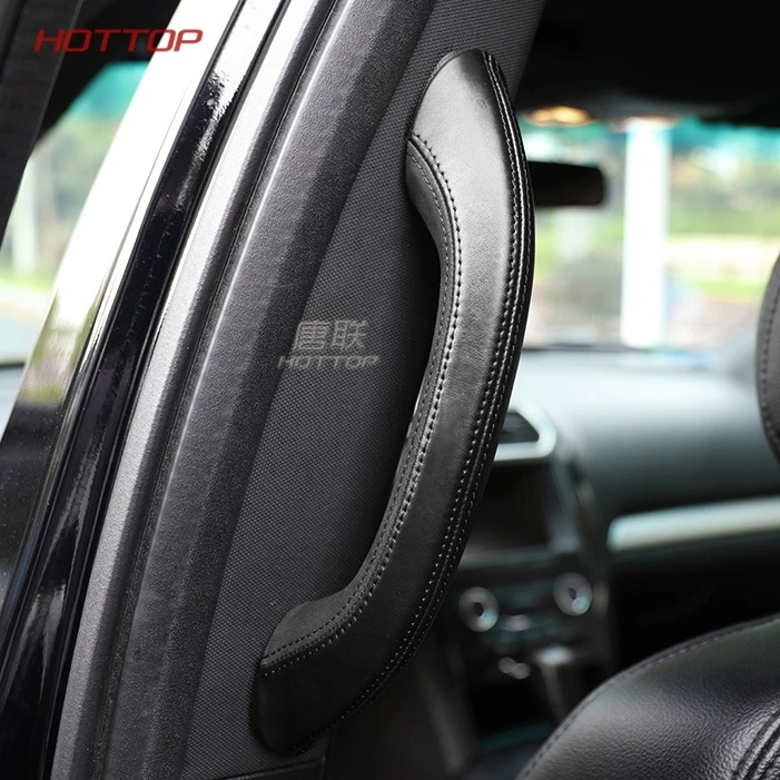 All black 2pcs Подходит для Ford Explorer тяговые перчатки кожаные Авто внутренние дверные поручни модифицированные аксессуары - Название цвета: All black 2pcs