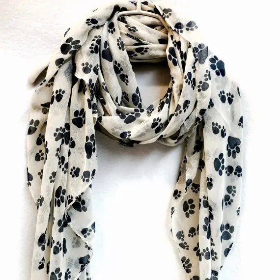 

Animal Paw Prints Off White Spring & Summer Autumn Scarf Gift For Her Womens Scarves 100pcs/lot free shipping by express