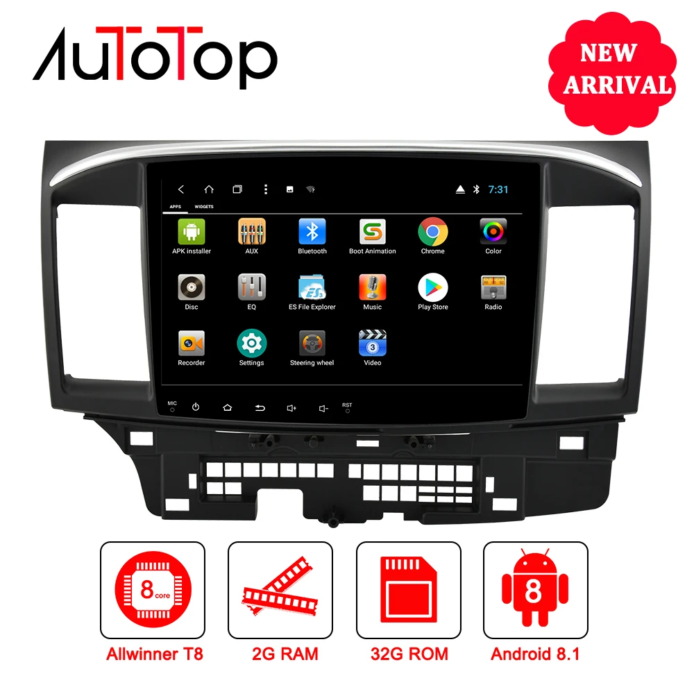 2 Din Android 8,1 Автомобильный мультимедийный плеер для Mitsubishi Lancer EX EVO Lancer 10 2008- 9x10,1 дюймов Автомобильный dvd gps navi Радио