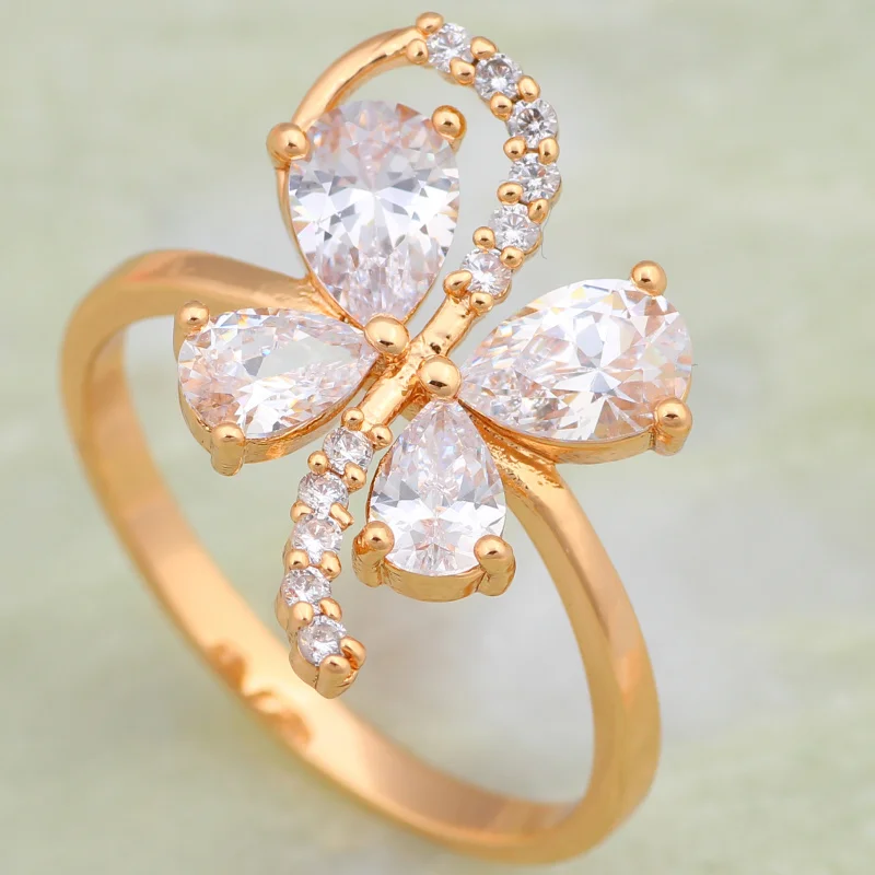 

New Hot jewellery White Cubic Zirconia rings for girls Yellow Gold Ring size 9 10 AR591