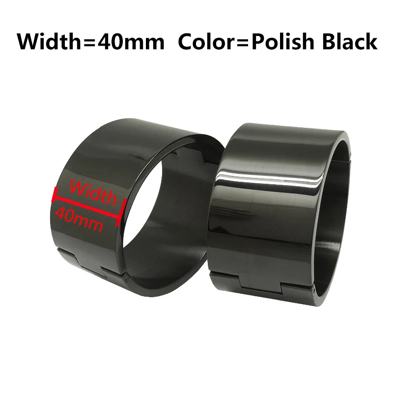 W 40mm polish Black Полированный Матовый Серебряный черный нержавеющая сталь наручные лодыжки манжеты с замочком браслет раб браслеты ювелирные изделия - Окраска металла: W 40mm polish Black