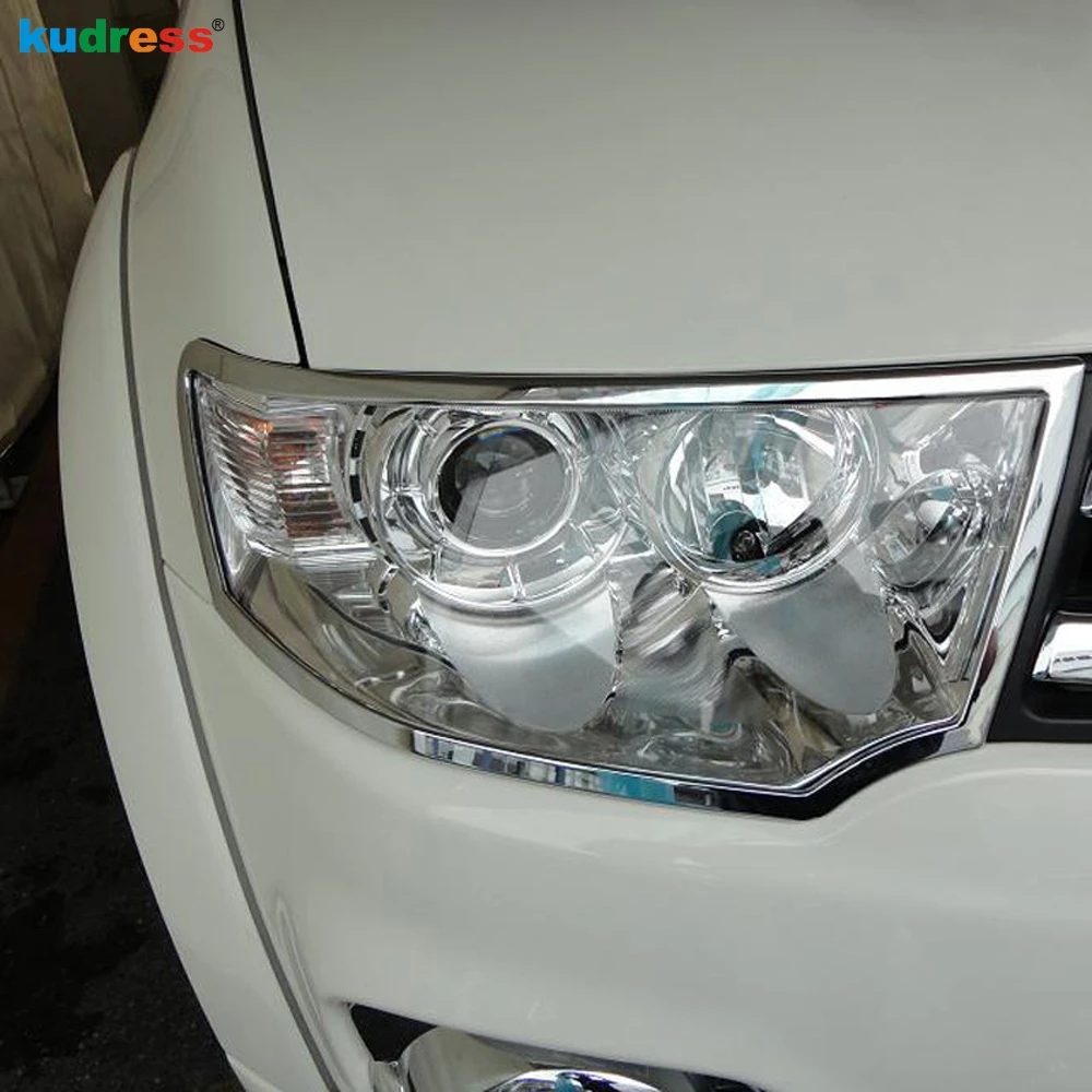 Для Mitsubishi Challenger Pajero Sport 2011 2012 2013 ABS хромированный передний головной светильник, накладка, головной светильник, капоты для стайлинга автомобилей