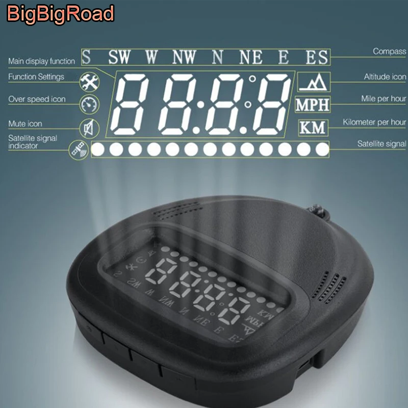Автомобильный цифровой GPS Спидометр BigBigRoad дисплей на лобовое стекло
