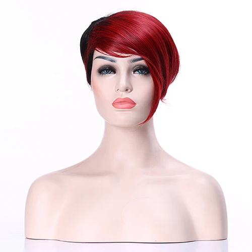 burgundy black HAIRJOY красочные челки короткие прямые термостойкие синтетические волосы женские вечерние косплей парик 8 цветов - Цвет: burgundy black