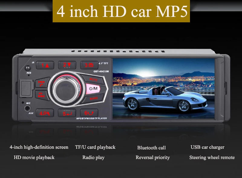 1 Din автомобильное радио FM/USB/AUX in/SD MP3-плеер Bluetooth 4032UM HD экран рулевое колесо/пульт дистанционного управления Камера просмотра Авторадио